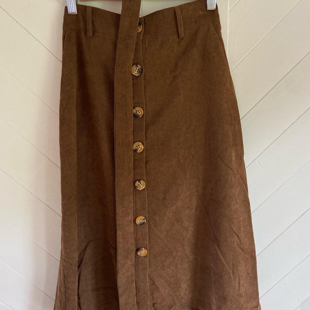 Allegra K Brown Midi A-line Wrap Skirt